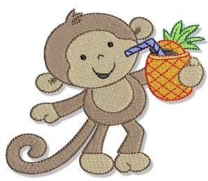 Picture of Monkey & Tropical Drink Machine Embroidery Design