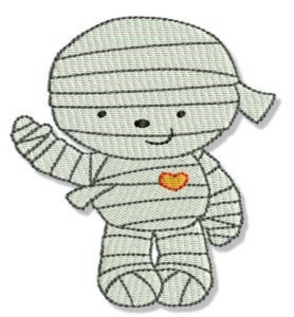 Picture of Cute Halloween Mummy Machine Embroidery Design