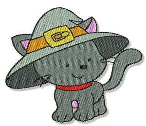 Picture of Cute Halloween Cat Machine Embroidery Design