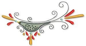 Picture of Swirling Autumn Bird Machine Embroidery Design