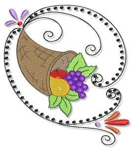 Picture of Swirly Autumn Cornucopia Machine Embroidery Design