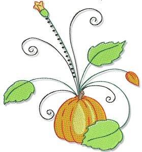 Picture of Autumn Pumpkin & Swirls Machine Embroidery Design