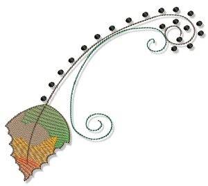 Picture of Swirly Fall Leaf Machine Embroidery Design