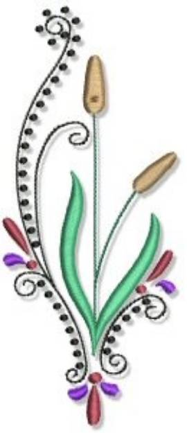 Picture of Fall Cattail Border Machine Embroidery Design