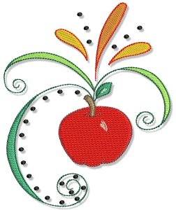 Picture of Fall Apple & Swirls Machine Embroidery Design