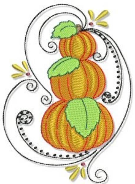 Picture of Swirly Fall Pumpkins Machine Embroidery Design