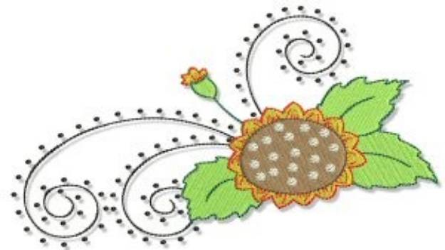 Picture of Swirly Fall Sunflower Machine Embroidery Design