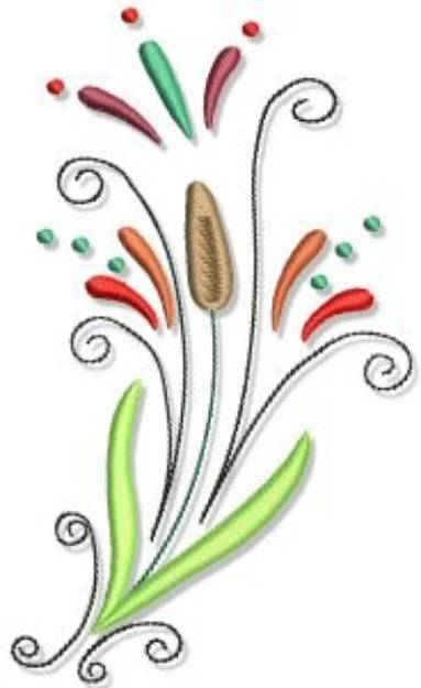 Picture of Swirling Cattails Machine Embroidery Design