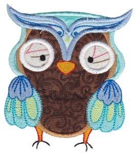 Picture of Blue Owl Applique Machine Embroidery Design