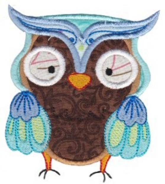 Picture of Blue Owl Applique Machine Embroidery Design