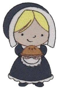 Picture of Thankful Pilgrim Girl Machine Embroidery Design