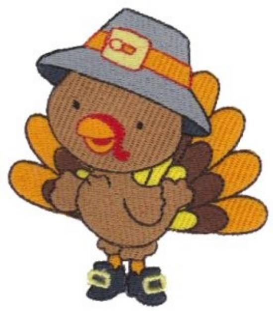 Picture of Thanksgiving Pilgrim Turkey Machine Embroidery Design