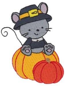 Picture of Thanksgiving Pilgrim Mouse Machine Embroidery Design