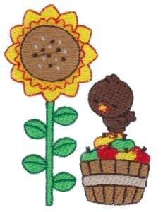 Picture of Fall Sunflower Scene Machine Embroidery Design