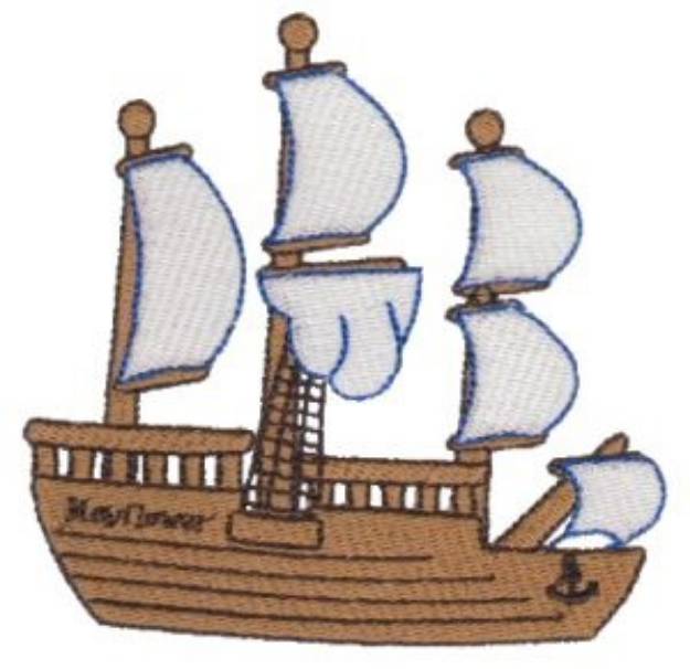 Picture of Thanksgiving Mayflower Machine Embroidery Design