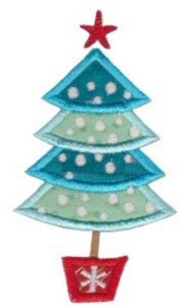 Picture of Retro Christmas Tree Applique Machine Embroidery Design