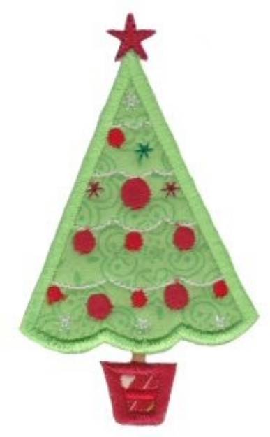 Picture of Retro Applique Christmas Tree Machine Embroidery Design
