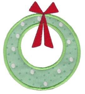 Picture of Retro Applique Christmas Wreath Machine Embroidery Design