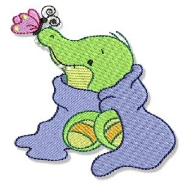 Picture of Cute Crocodile & Butterfly Machine Embroidery Design