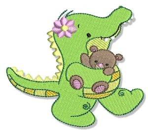 Picture of Cute Crocodile & Teddy Bear Machine Embroidery Design