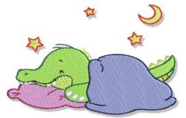 Picture of Cute Crocodile Sleeping Machine Embroidery Design