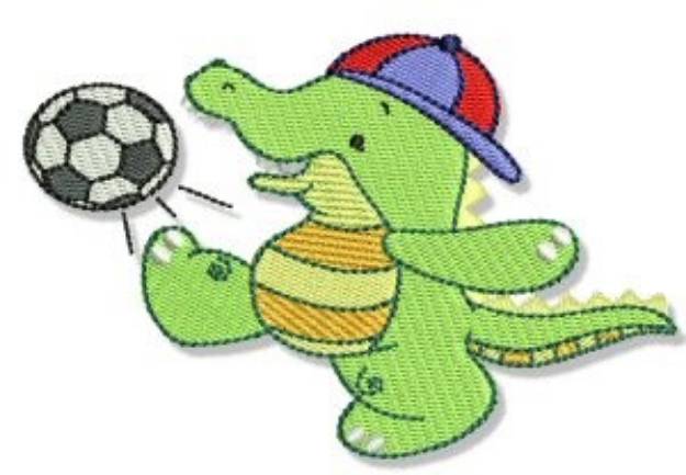 Picture of Crocodile Soccer Player Machine Embroidery Design
