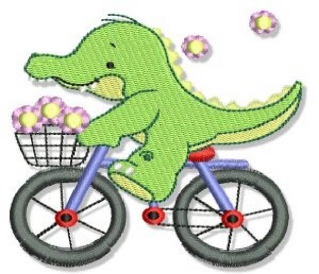 Picture of Cute Bicycling Crocodile Machine Embroidery Design