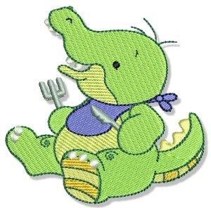 Picture of Cute Dinnertime Crocodile Machine Embroidery Design