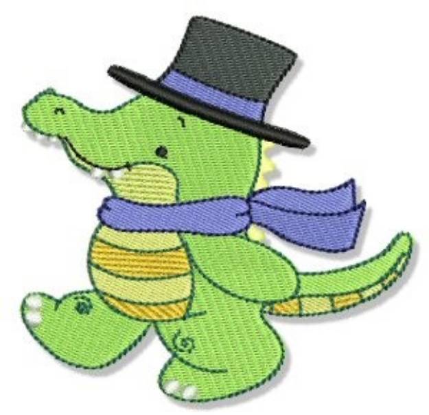 Picture of Cute Dressed Up Crocodile Machine Embroidery Design