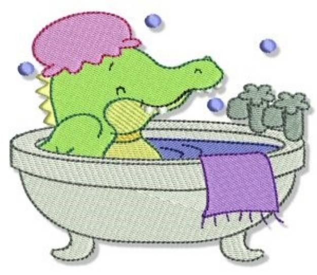 Picture of Cute Bath Time Crocodile Machine Embroidery Design