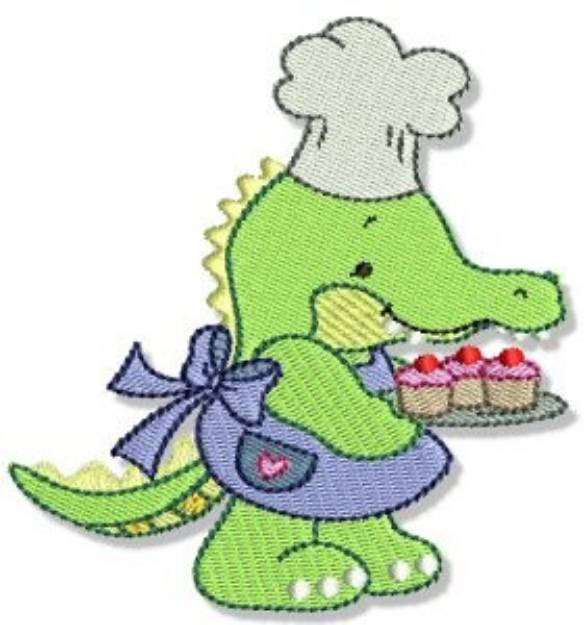 Picture of Cute Baking Crocodile Machine Embroidery Design