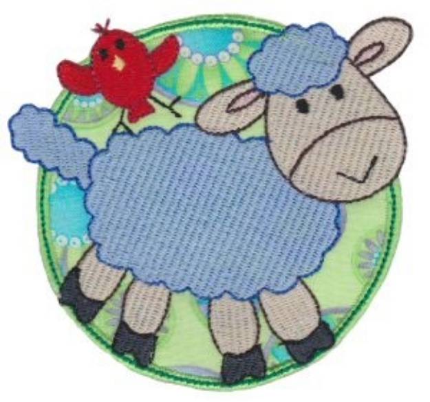 Picture of Applique Circle & Lamb Machine Embroidery Design