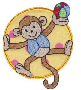 Picture of Applique Circle & Monkey Machine Embroidery Design