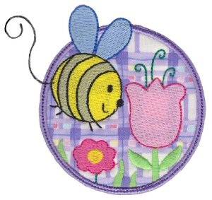 Picture of Applique Circle & Bumblebee Machine Embroidery Design