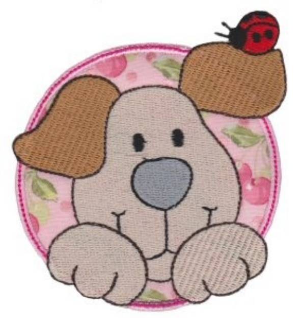 Picture of Applique Circle & Puppy Machine Embroidery Design