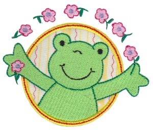 Picture of Applique Circle & Frog Machine Embroidery Design