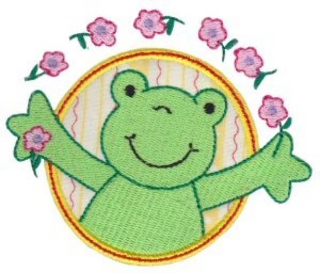 Picture of Applique Circle & Frog Machine Embroidery Design