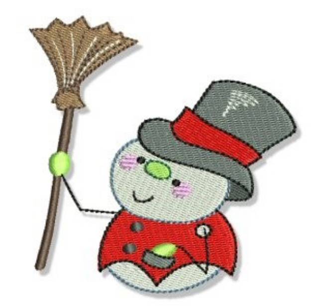 Picture of Snowman With Broom Machine Embroidery Design