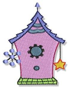 Picture of Snowflake Birdhouse Machine Embroidery Design