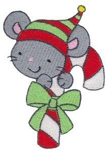 Picture of Candy Cane Mouse Machine Embroidery Design