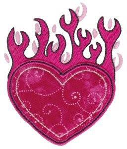 Picture of Applique Fire Heart Machine Embroidery Design