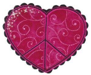 Picture of Applique Peace Heart Machine Embroidery Design
