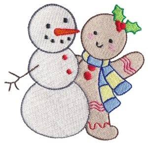 Picture of Gingerbread & Snowman Machine Embroidery Design
