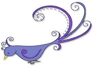 Picture of Swirl Tail Bird Machine Embroidery Design