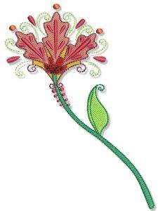 Picture of Red Flower Machine Embroidery Design