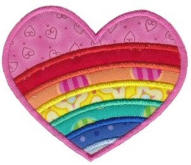 Picture of Applique RAinbow Heart Machine Embroidery Design