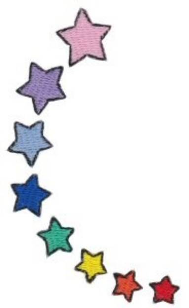 Picture of Applique Rainbow Stars Machine Embroidery Design