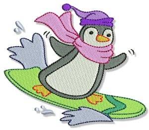 Picture of Surf Penguin Machine Embroidery Design