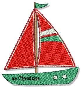 Picture of Christmas Sailboat Machine Embroidery Design