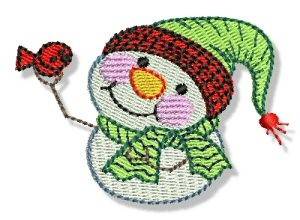Picture of Snowman & Bird Machine Embroidery Design